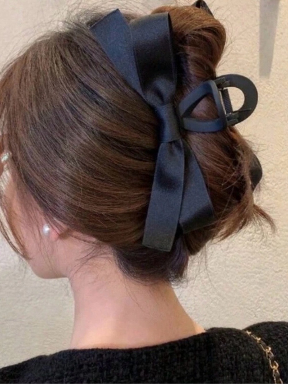 New! Anthropologie Black Bow Hair Claw Clip NWOT - Picture 2 of 3
